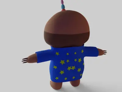 Cute Cartoon Sloth Character Low-poly 3D model