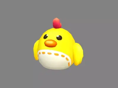 Cartoon chick doll Low-poly 3D model