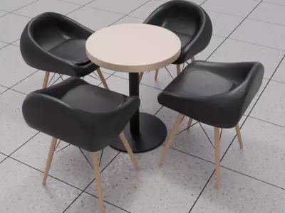 Round table and 4 small chairs Free 3D model
