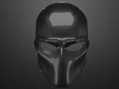 Procedural carbon-fiber aggressive mask with backstraps 3D model