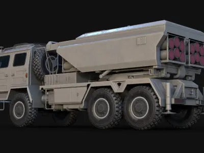 SR-5 MLRS LODs Game Ready Rigged Low-poly 3D model
