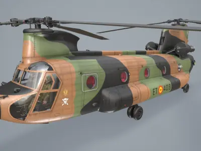 CH-47D Chinook Spanish Army Basic Animation Low-poly 3D model