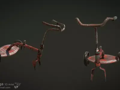 Old Tricycle game asset Low-poly 3D model