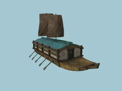 Korean Turtle Ship - Medieval Warship 04 Low-poly 3D model
