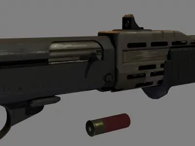 Spass 12 Shotgun Low-poly 3D model