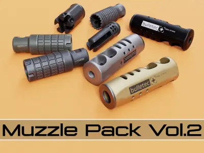 Muzzle Brake Pack Vol 2 Low-poly 3D model