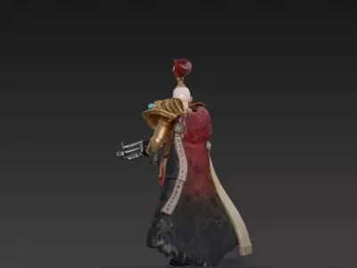 Female Futuristic Sci-Fi Warrior- Armored Soldier - Energy Rifle Low-poly 3D model