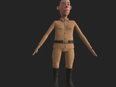 Soldier USSR cartoon Free low-poly 3D model