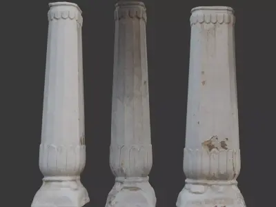 Antique Stone Column Scan Low-poly 3D model