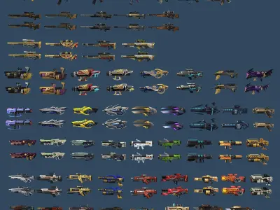 weapon pack vol01 Scifi cartoon weapon  Low-poly 3D model