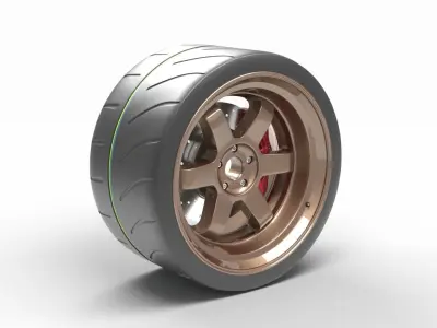Wheel TE37v  Low-poly 3D model