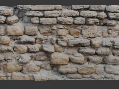 Weathered Stone Wall Scan Low-poly 3D model