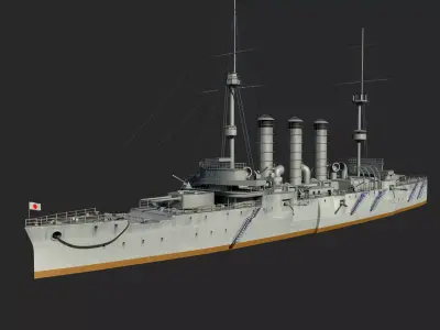 A cloud battleship cruiser ship battleship 3D model