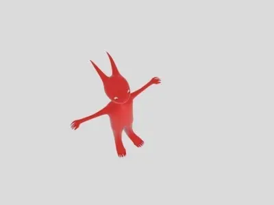 Red Split Head Alien Low-poly 3D model