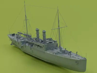 Gunboat SMS Panther Low-poly 3D model