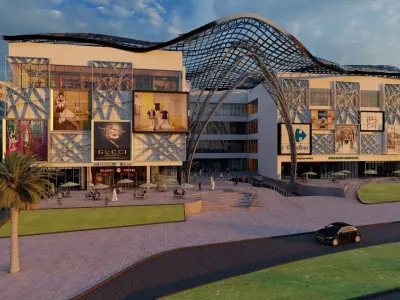 Exterior Retail Mall Animation Low-poly 3D model