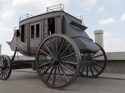 Historic Carriage Low-poly 3D model