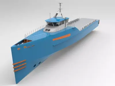 Supply boat Low-poly 3D model