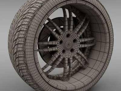 Savini Forged SV-9S Wheel and Tire 3D model