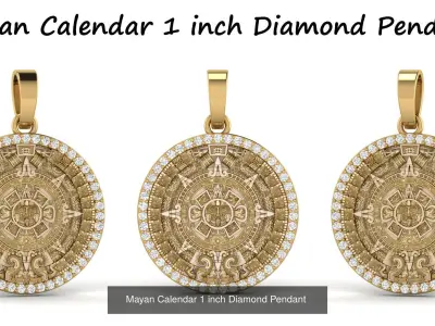 Mayan Calendar Diamond Pendant Combination of 4 3D Model Collection