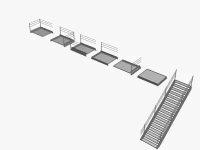 Modular Galvanised Steel Walkways Platforms and Stairs 3D model