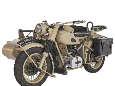 Military motorcycle R75 Sahara 1942 3D model