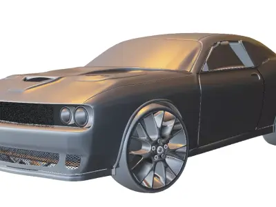 Classic American Muscle Car Low-poly 3D model