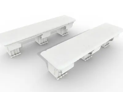 Imperial Garden Benches from Wood and Stone Low-poly 3D model