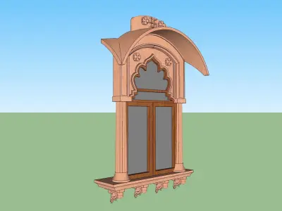 indian jodhpuri stone jharokha window 3D model
