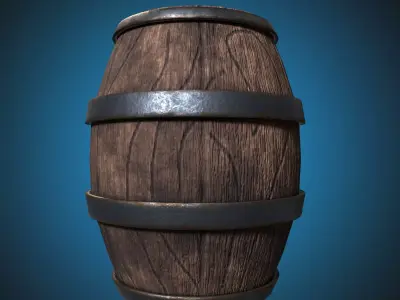 Old Wooden Barrel Low-poly 3D Model Low-poly 3D model