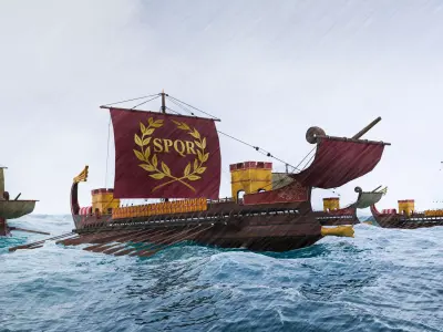 Roman Ship Galley Low-poly 3D model