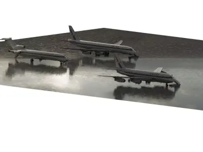 DC-8-62H Boeing 720 Boeing 727 and Caravelle VI-R 3D model