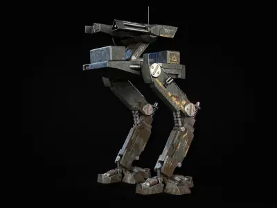 Mech Robot Two Legs Combat Sci-Fi Low-poly 3D model