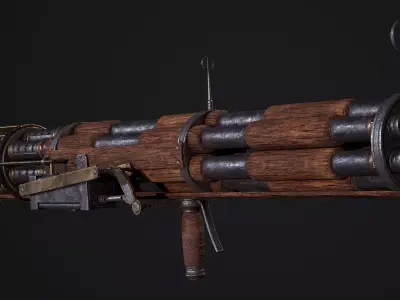 Steampunk Rocket Launcher PBR  Low-Poly Game Ready Low-poly 3D model