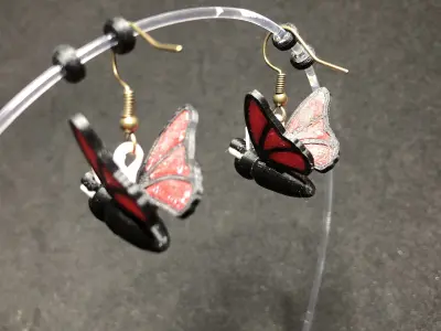 Lazy Butterfly Earrings Free 3D print model