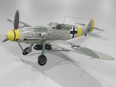 Messerschmitt Bf 109 F-1 Fighter Aircraft  Low-poly 3D model