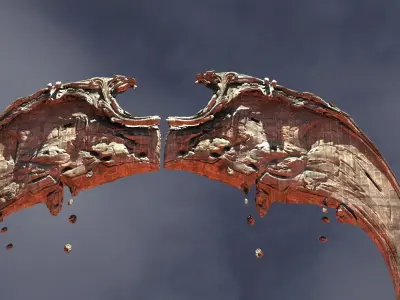 Angel Wings of Stone Curved 2  3D model