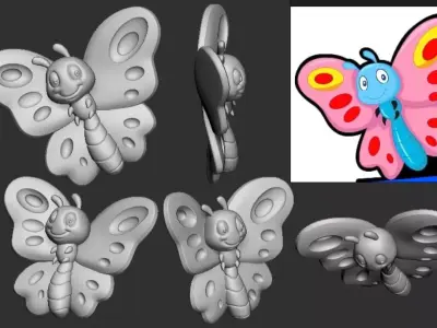 Butterfly Pendant 3D print model 7