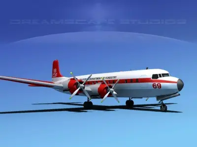 Douglas DC-7C Braniff Intl 3D model