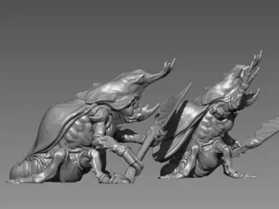 Beetle Guard- 3D printable Character - 2 Poses 3D print model