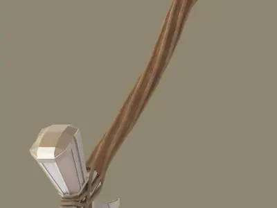 Stormbreaker axe with wooden handle 3D model