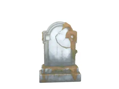 3D Eerie Weathered Tombstone Model with Moss 3D model