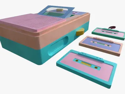 Retro Vintage Cassette Tape Recorder Stylized 3D Model 3D model