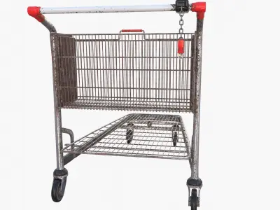 Shopping cart weathered stack v2 3D model