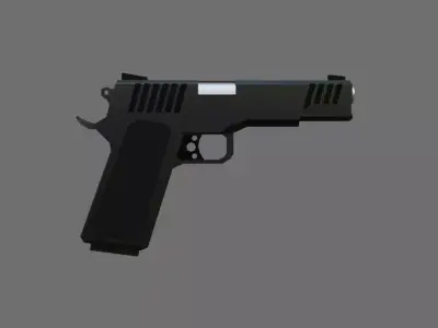 Black Pistol 9mm - Revolver - Gun Weapon - Arma Low-poly 3D model
