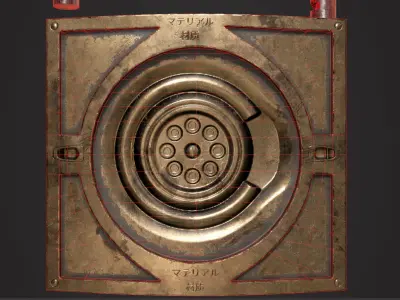 game ready lock metal plate with circular design Low-poly 3D model