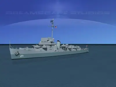 Evarts Class Destroyer DE271 USS Flemming 3D model