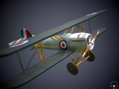 Sopwith camel English ww1 plane  Low-poly 3D model