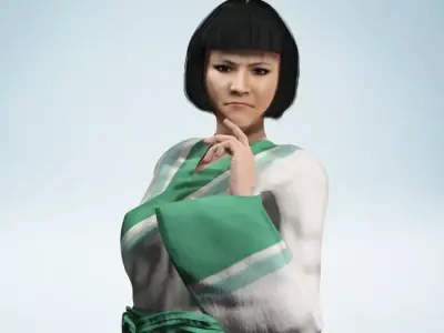 Realistic Asian Woman Kimono Character Traditional Free 3D model