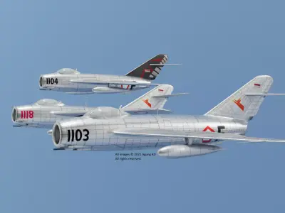 MiG 17 Fresco AURI Indonesian Air Force Low-poly 3D model